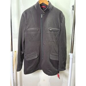 Alfani Mens Large Dark Gray Full Zip Hybrid Blazer Utility Jacket Cotton Stretch